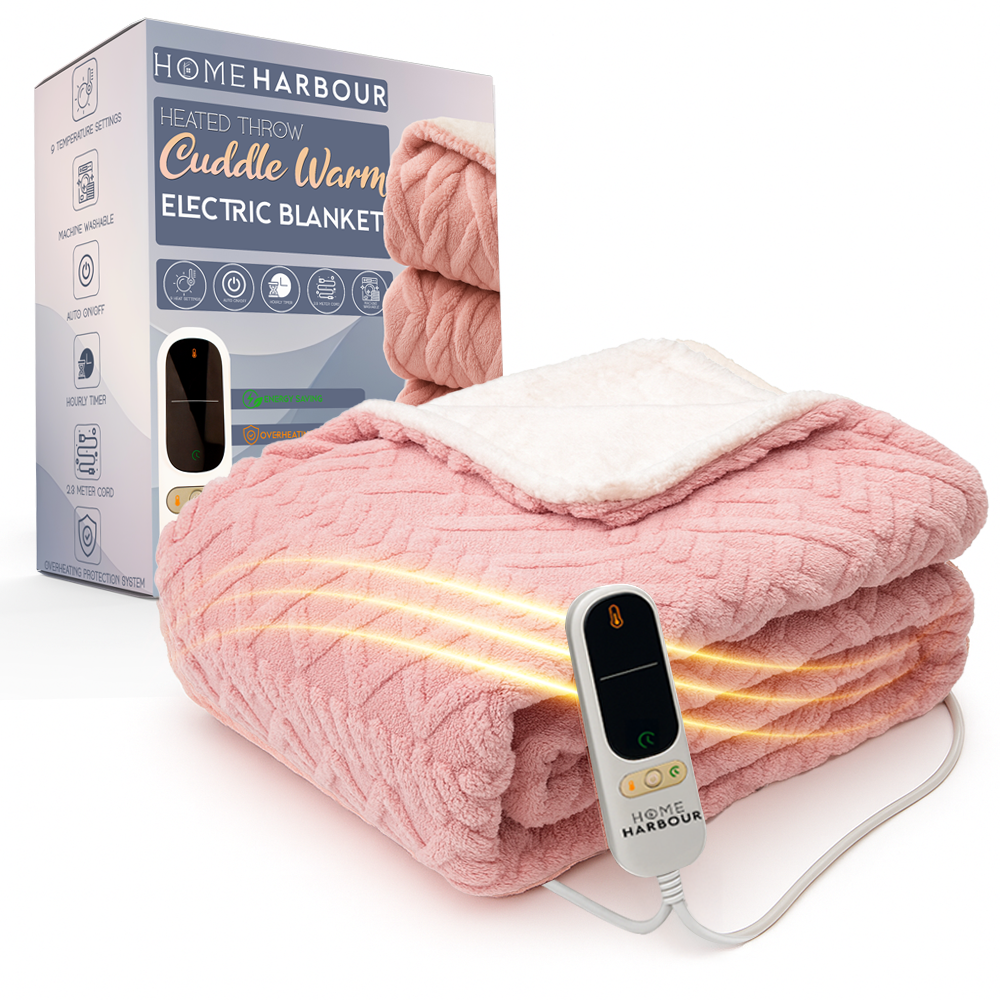 Home Harbour Cuddle Warm Electric Heated Throw – White Background UK