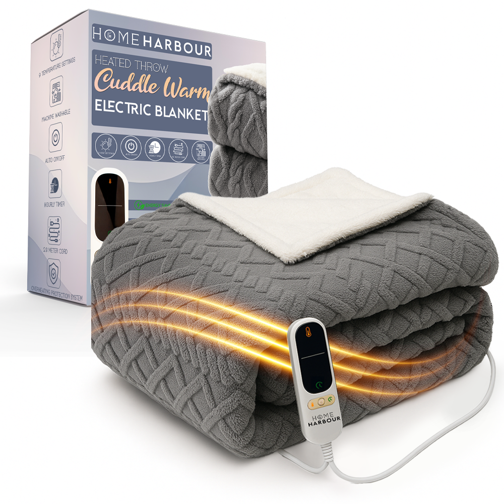 Home Harbour Cuddle Warm Electric Heated Throw – White Background UK