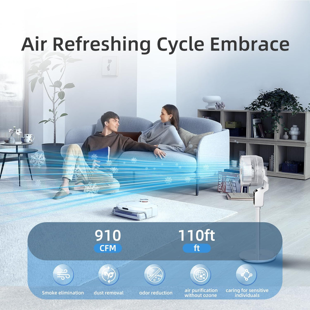 Home Harbour Breeze Motion Standing Fan – Quiet Oscillating Pedestal Fan with Remote Control – UK