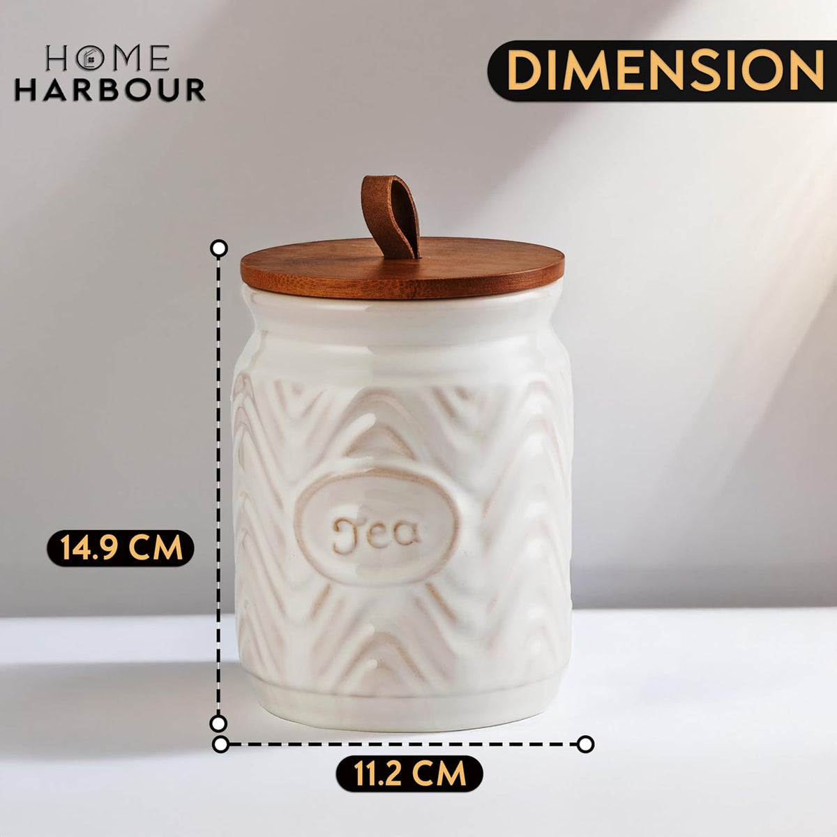 Home Harbour Clairmont Ceramic Canister Set – Tea, Coffee & Sugar Storage with Bamboo Airtight Lids – UK