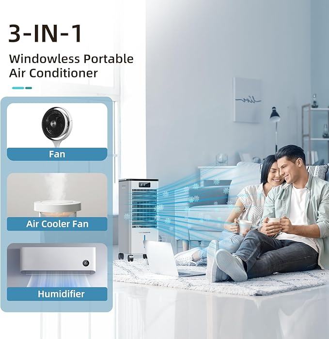 Home Harbour Breeze Maxx Portable Air Cooler – 3-in-1 Windowless Cooling Fan with Remote & 4.5L Tank – UK