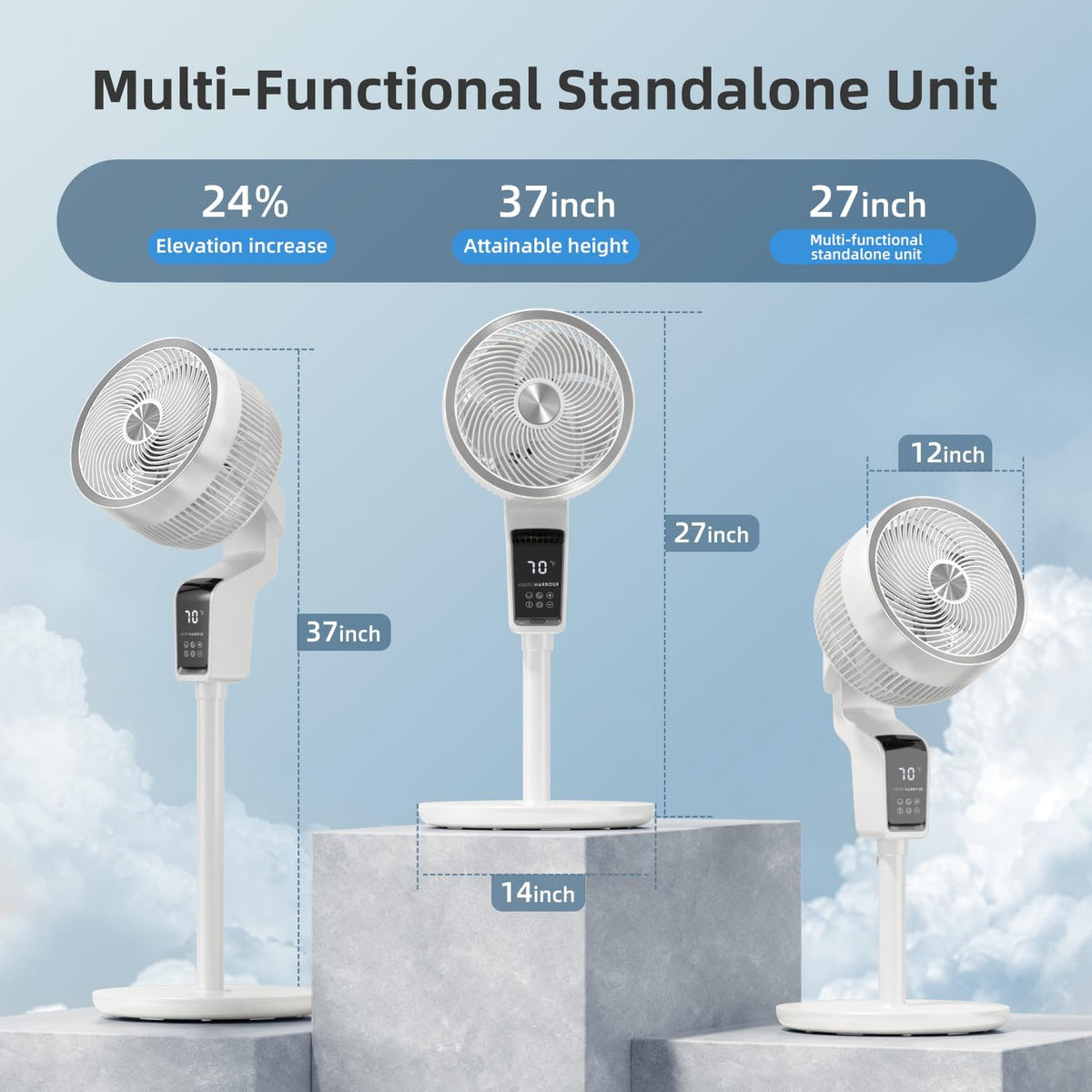 Home Harbour Breeze Motion Standing Fan – Quiet Oscillating Pedestal Fan with Remote Control – UK