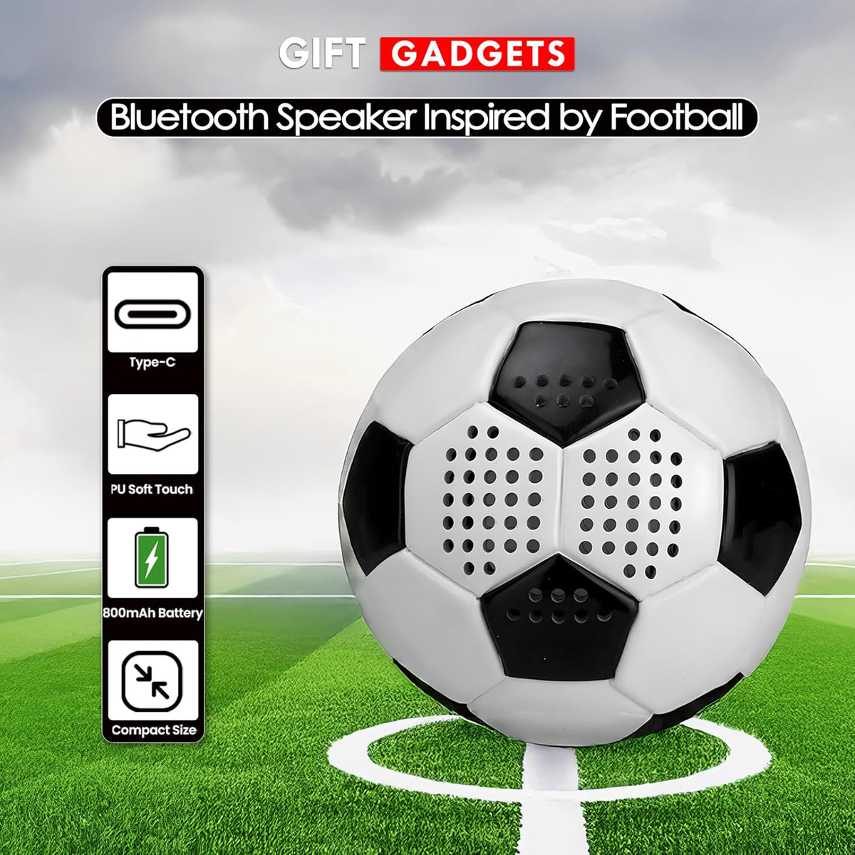Touchline Pro Football Bluetooth Speaker – Portable 6W Mini Audio – View 2 UK