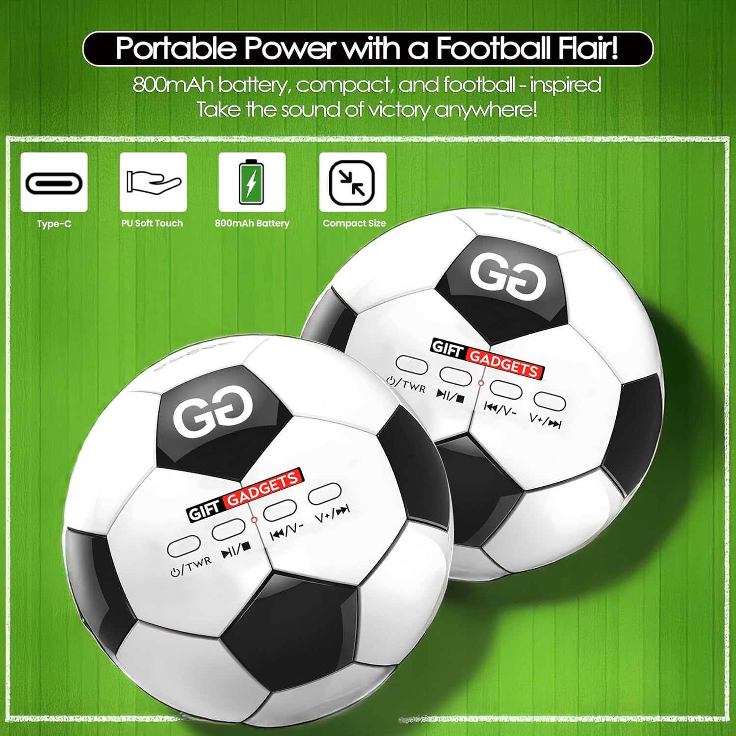 Touchline Pro Football Bluetooth Speaker – Portable 6W Mini Audio – View 3 UK