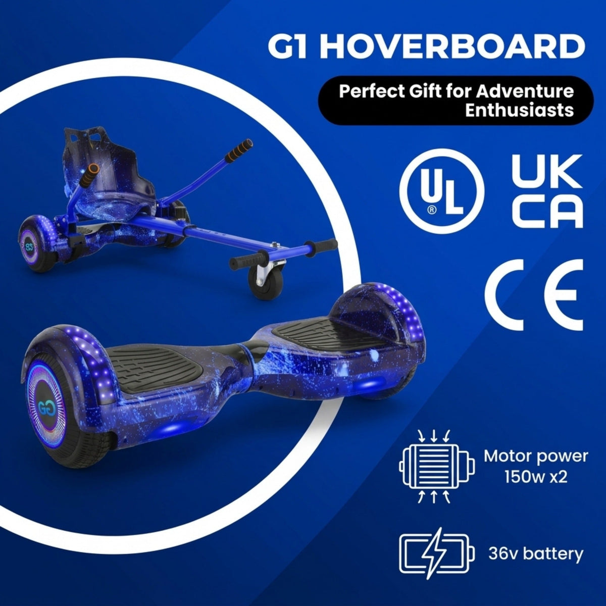 G1 Pro Hoverboard + Hoverkart Bundle — CE Certified UK – View 3 UK