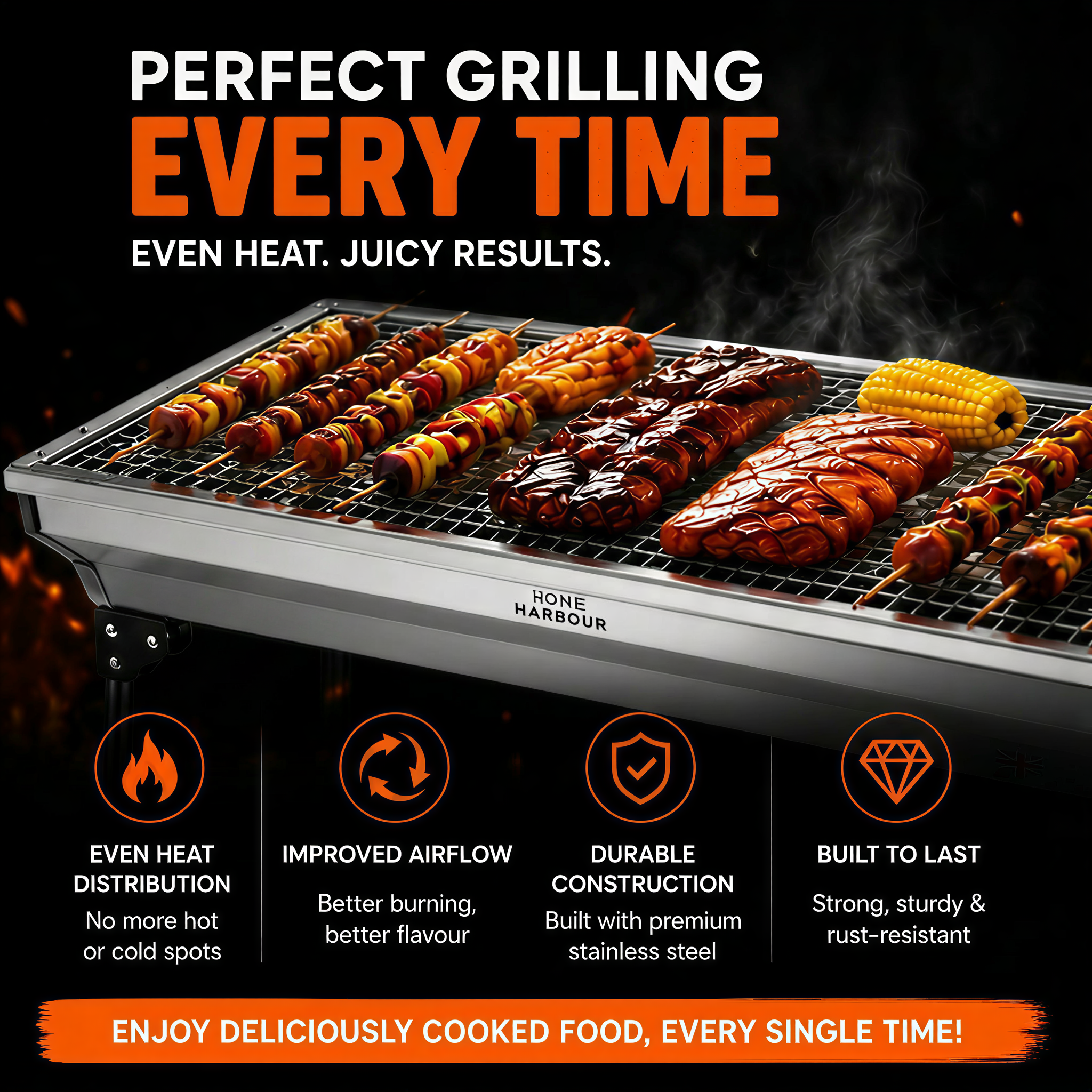 Portable Foldable BBQ Grill – Stainless Steel Charcoal Barbecue for Garden, Camping & Outdoor – View 1 UK