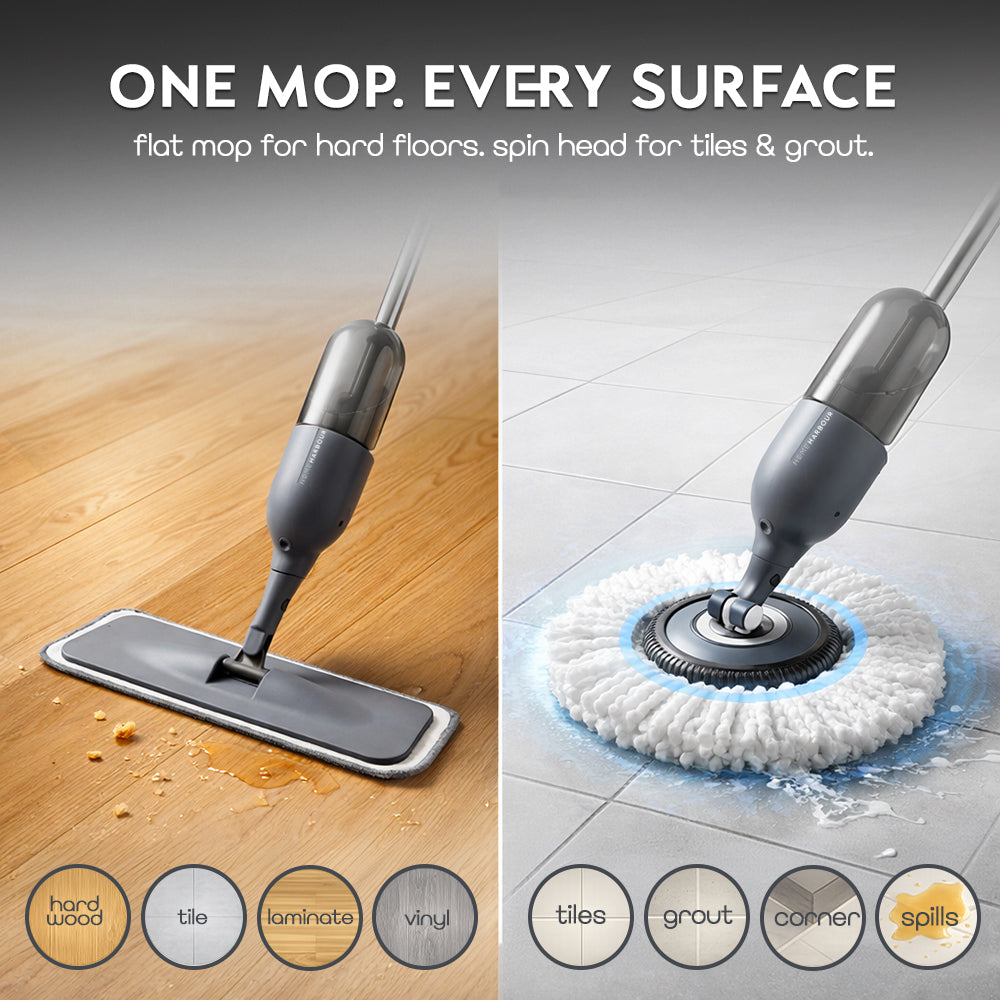 HH3 Pro Mist Mop Kit – 360° Floor Mop with Window Cleaner & Refillable Tank – UK