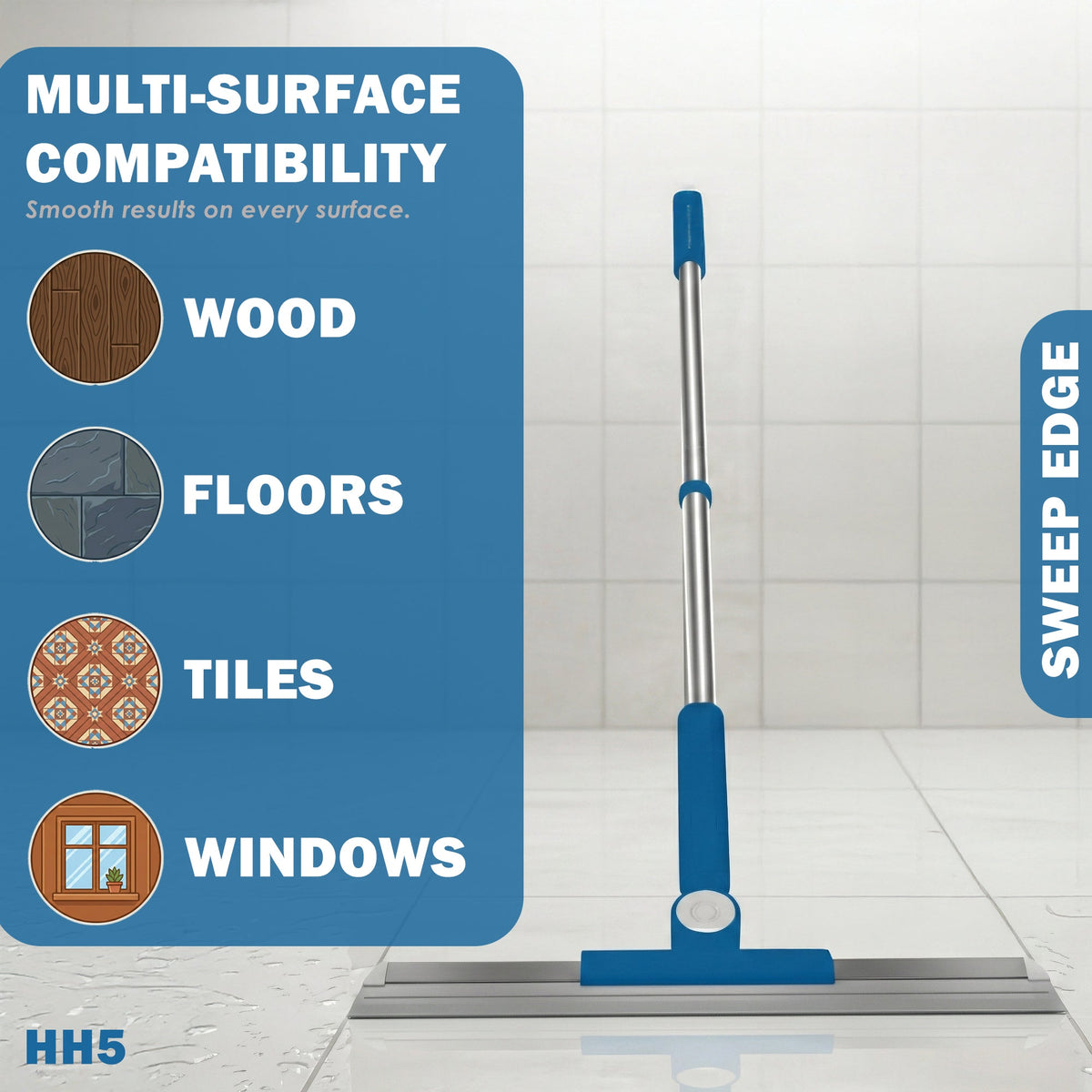 HH5 Telescopic Floor Squeegee & Pet Hair Remover – 50cm Adjustable Broom – Lifestyle UK