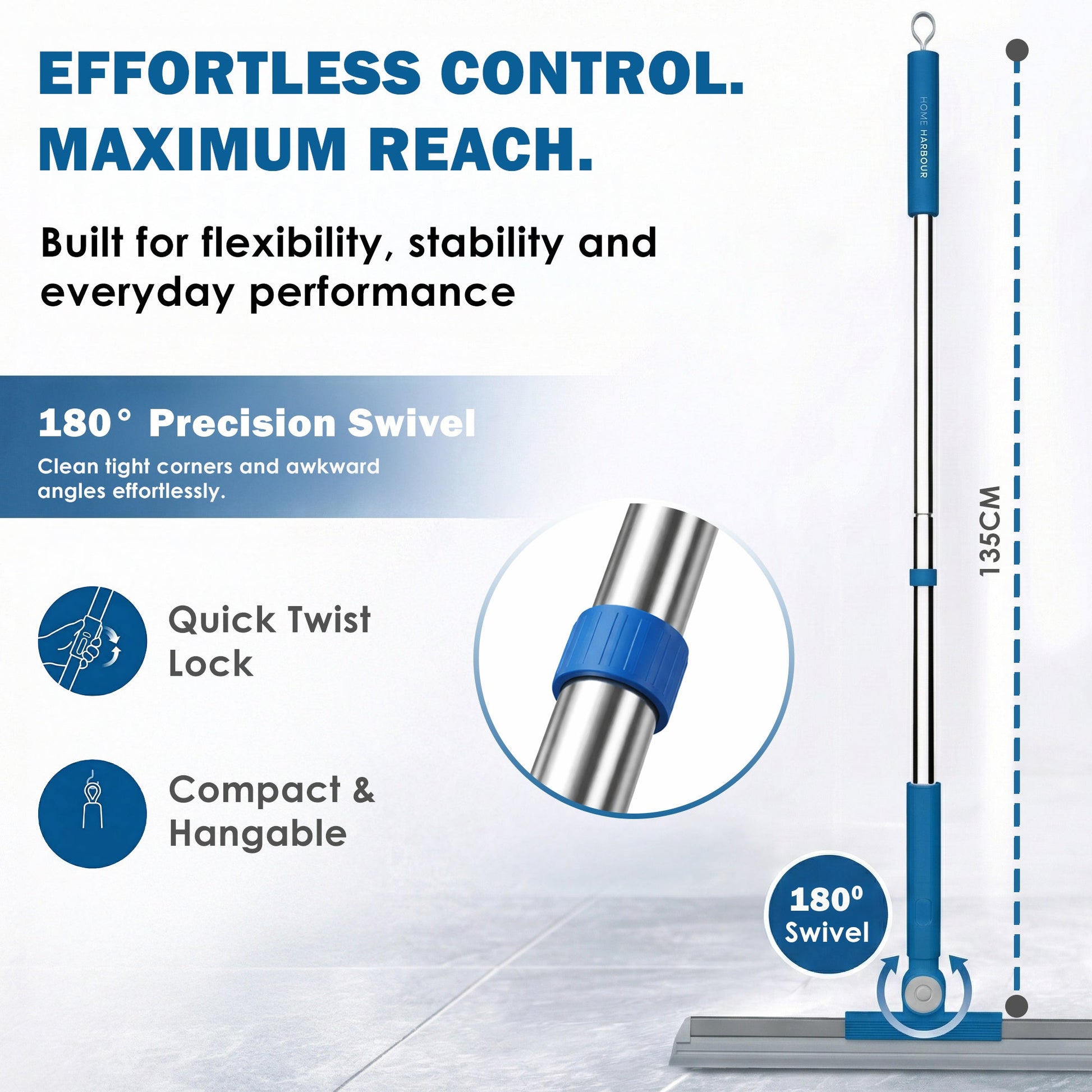 HH5 Telescopic Floor Squeegee & Pet Hair Remover – 50cm Adjustable Broom – Lifestyle UK