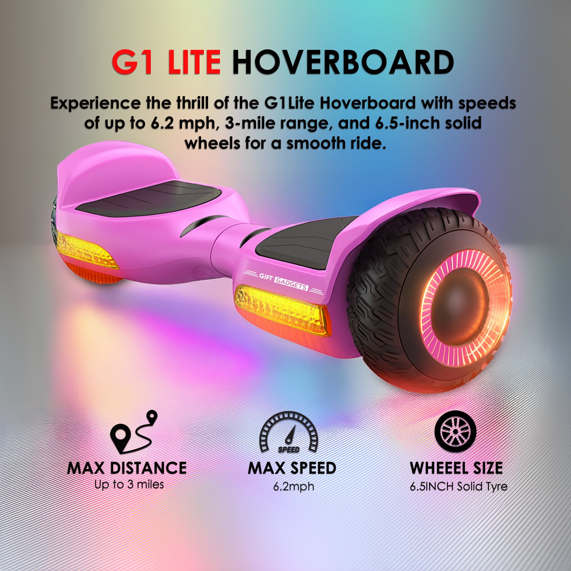 Refurbished - G1 Lite Kids Hoverboard UK – Pink , LED Bluetooth – product image 2