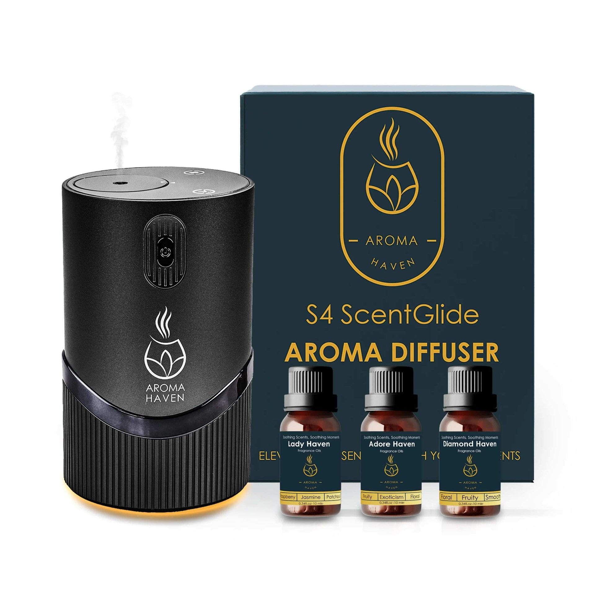 S4 ScentGlide Black Waterless Diffuser With Oil Set - Aroma Haven