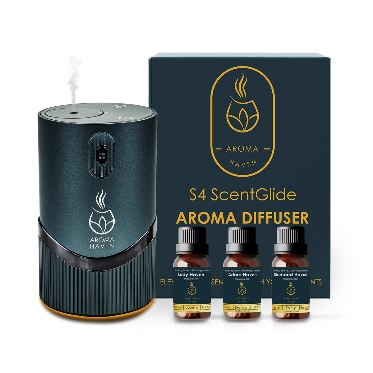 S4 ScentGlide Grey Waterless Diffuser With Oil Set - Aroma Haven