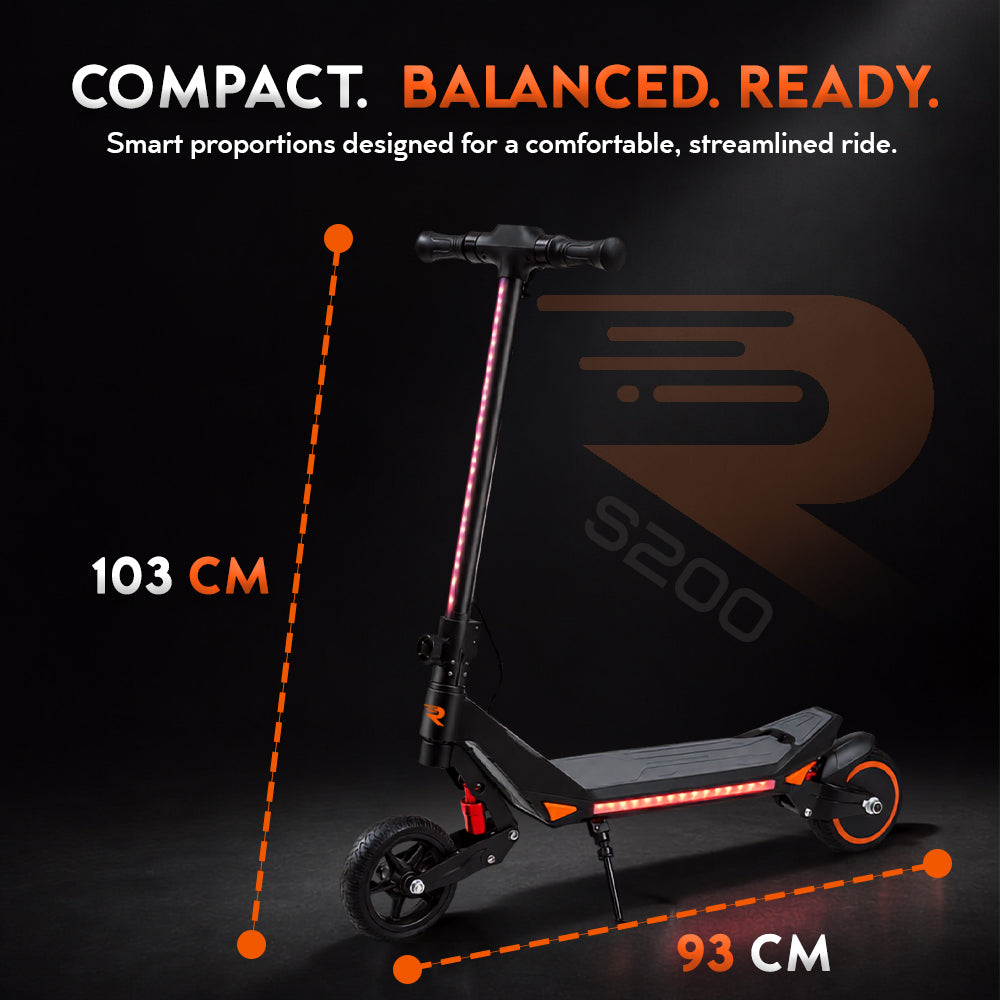 Revix S200 Kids Electric Scooter – 200W, LED Lights & Dual Suspension