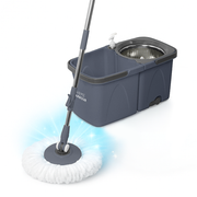 Home Harbour Turbo Power Spin Mop & Bucket – Dual Water System, 360° Stainless Steel Wringer – UK