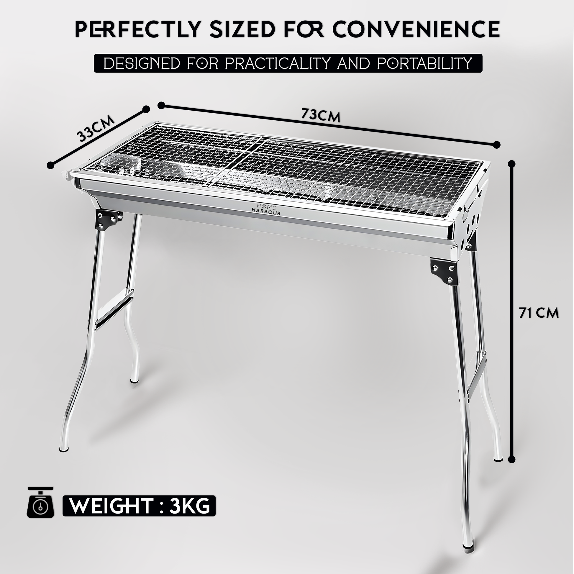 Portable Foldable BBQ Grill – Stainless Steel Charcoal Barbecue for Garden, Camping & Outdoor – Lifestyle UK