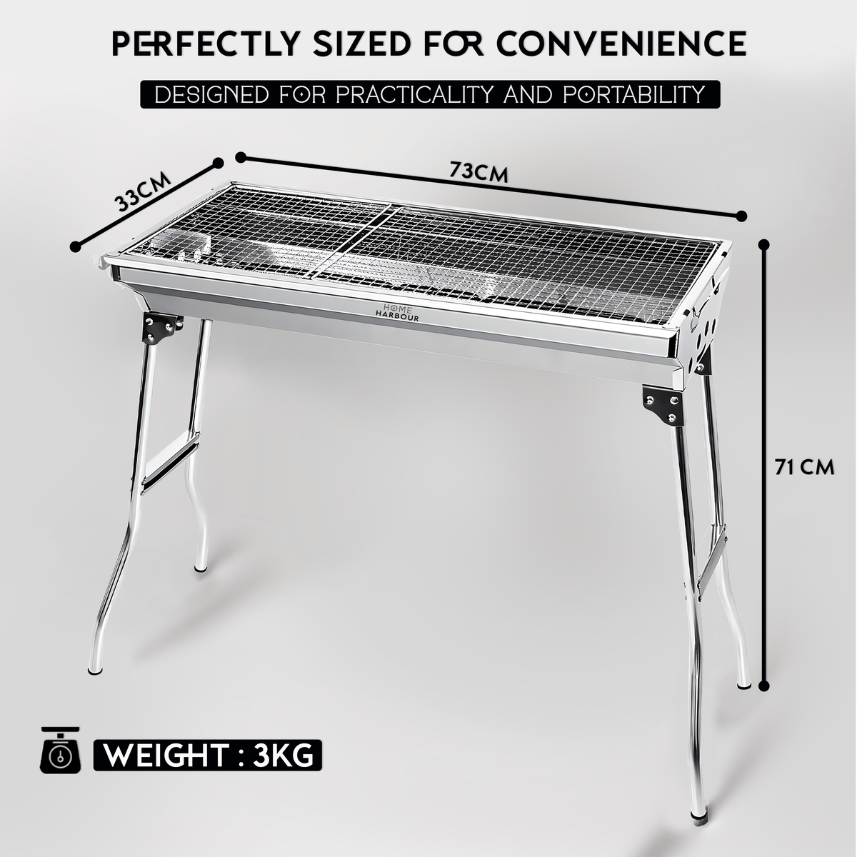 Portable Foldable BBQ Grill – Stainless Steel Charcoal Barbecue for Garden, Camping & Outdoor – Lifestyle UK