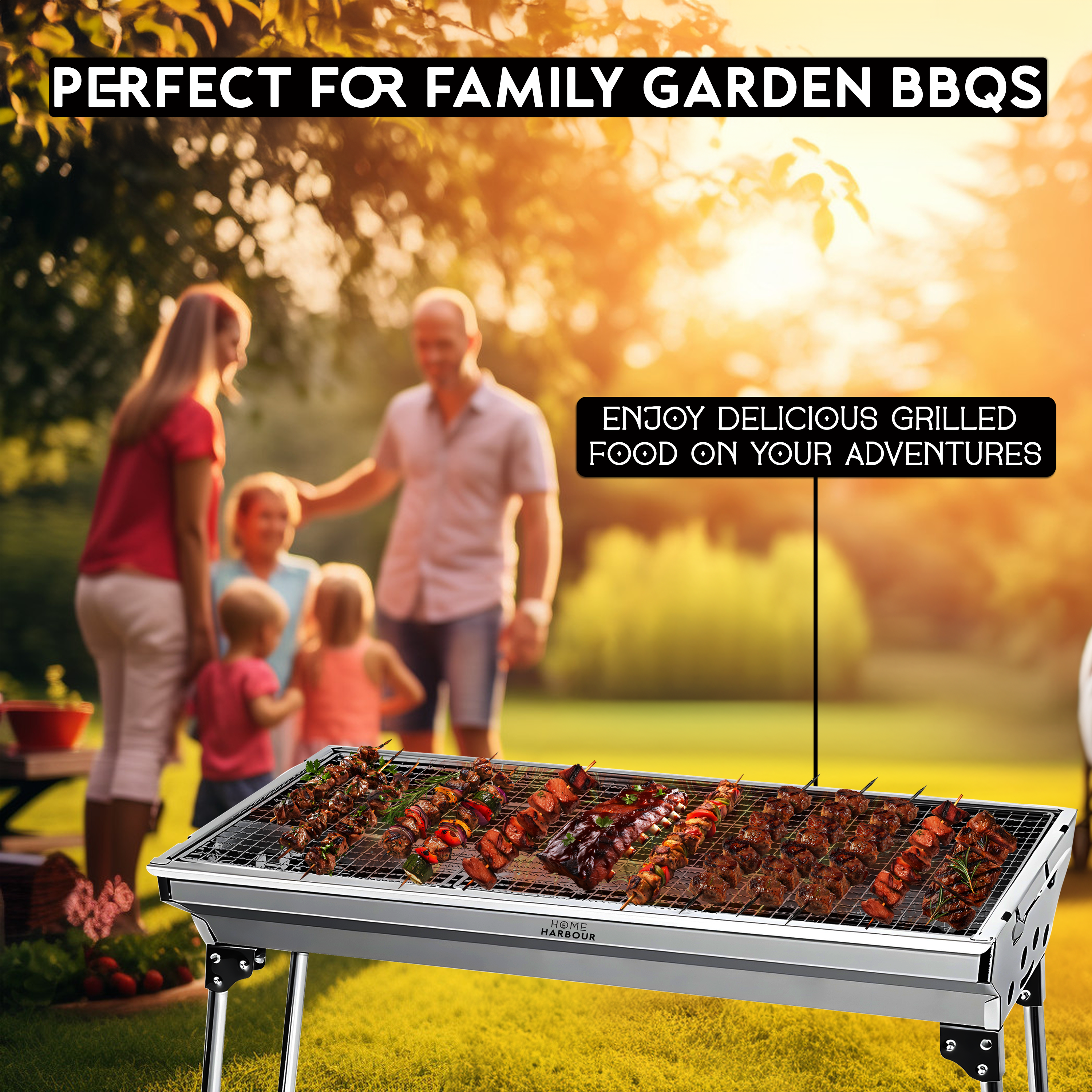 Portable Foldable BBQ Grill – Stainless Steel Charcoal Barbecue for Garden, Camping & Outdoor – Lifestyle UK