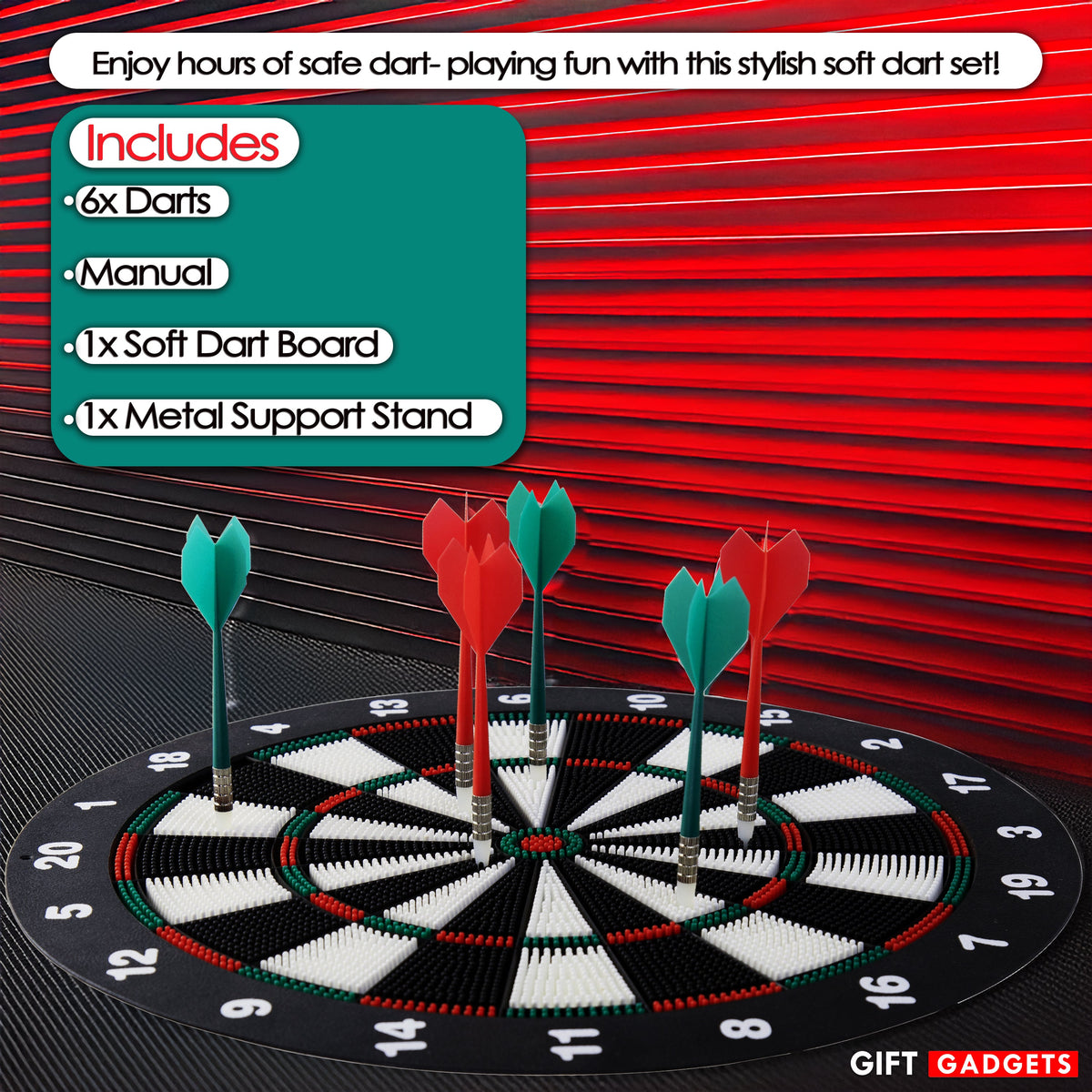Kids 16-Inch Safe Dartboard Set – Soft-Tip Rubber Darts, Indoor Fun – Lifestyle UK