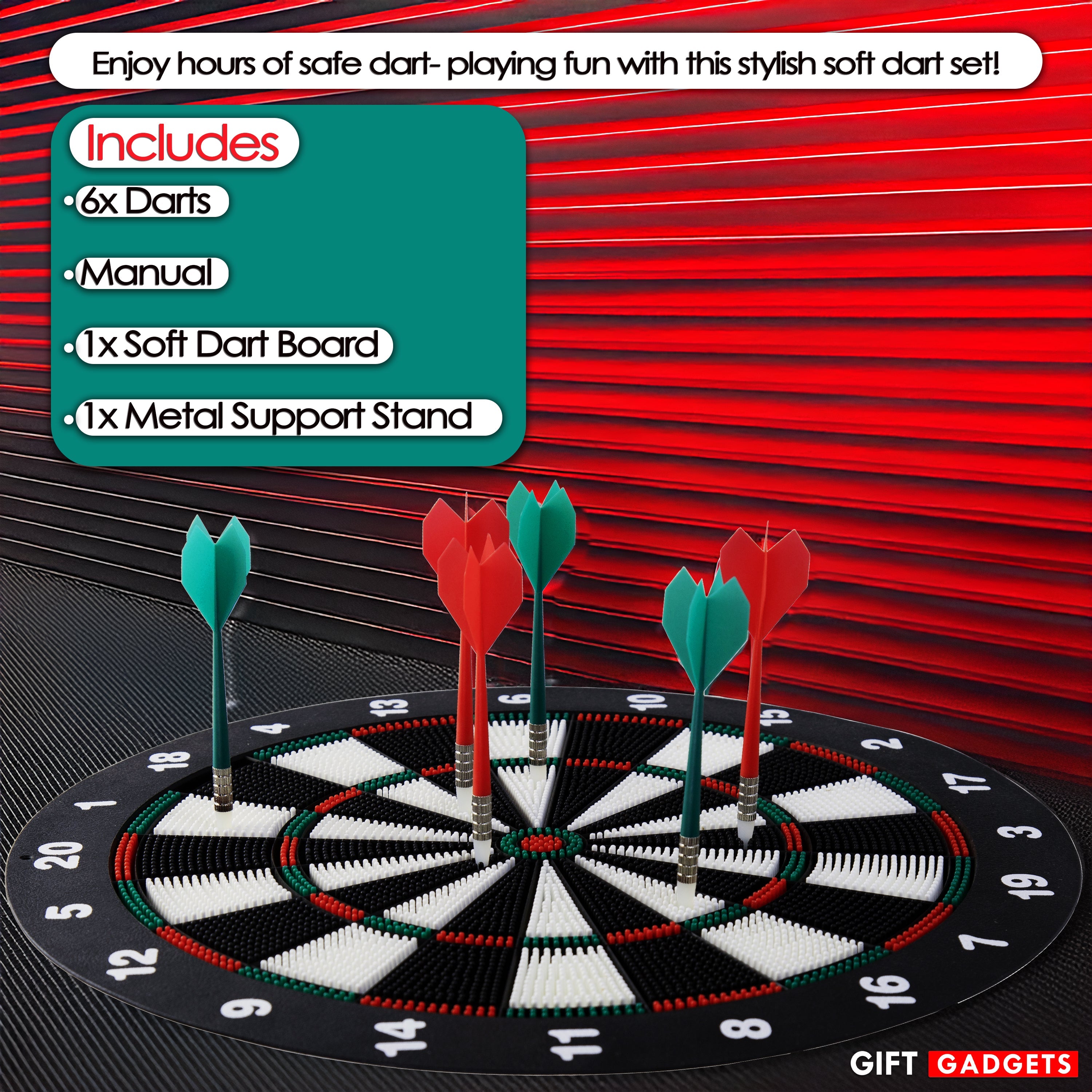 Kids 16-Inch Safe Dartboard Set – Soft-Tip Rubber Darts, Indoor Fun – Lifestyle UK