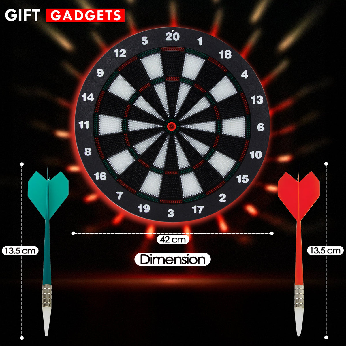 Kids 16-Inch Safe Dartboard Set – Soft-Tip Rubber Darts, Indoor Fun – Lifestyle UK