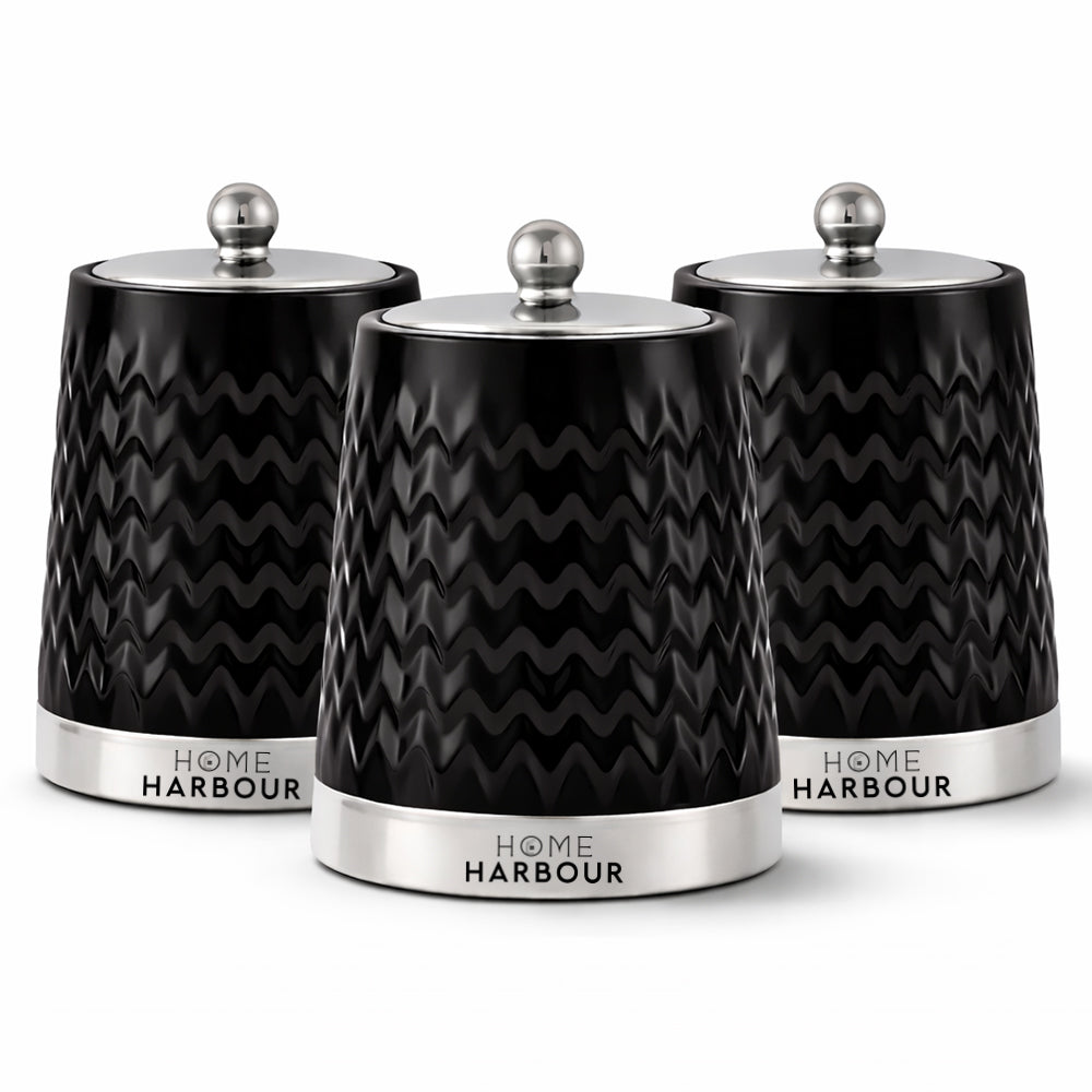 Home Harbour Eden Collection – 3-Piece Ceramic Canister Set with Airtight Lids – UK