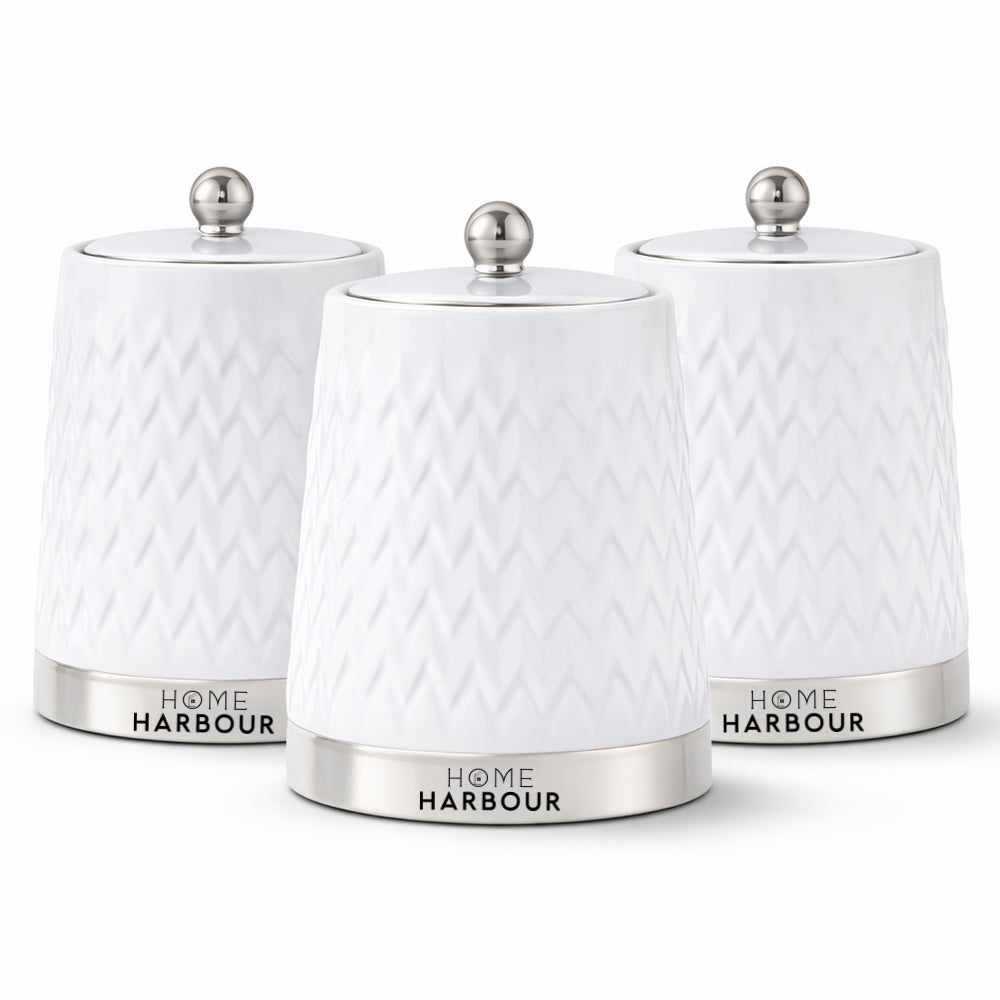 Home Harbour Eden Collection – 3-Piece Ceramic Canister Set with Airtight Lids – UK
