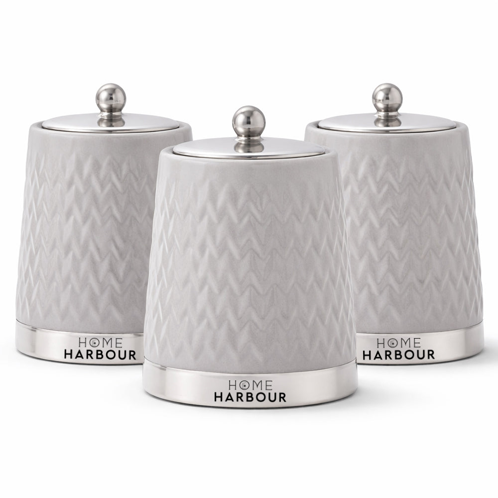 Home Harbour Eden Collection – 3-Piece Ceramic Canister Set with Airtight Lids – UK