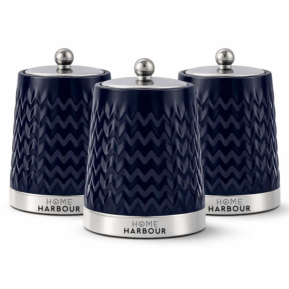 Home Harbour Eden Collection – 3-Piece Ceramic Canister Set with Airtight Lids – UK