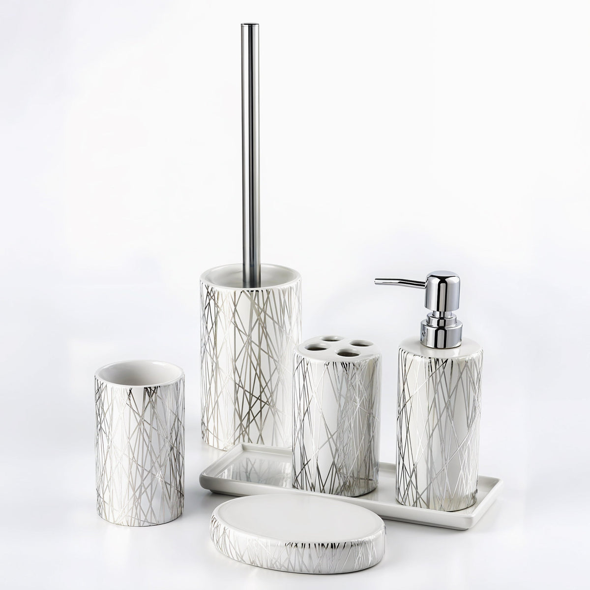 Ceramic Bathroom Accessories Home Harbour Modern Collection – White Background UK