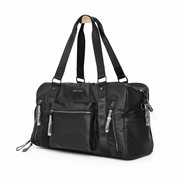Black Travel Duffel Bag with Multiple Zipper Pockets – White Background UK